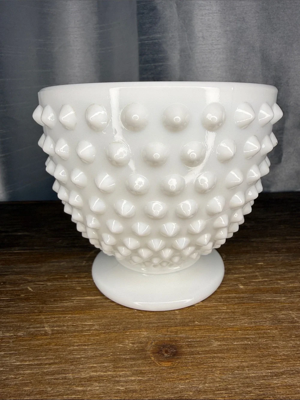 Vtg Hobnail White Milk Glass Footed Bowl Candy Dish